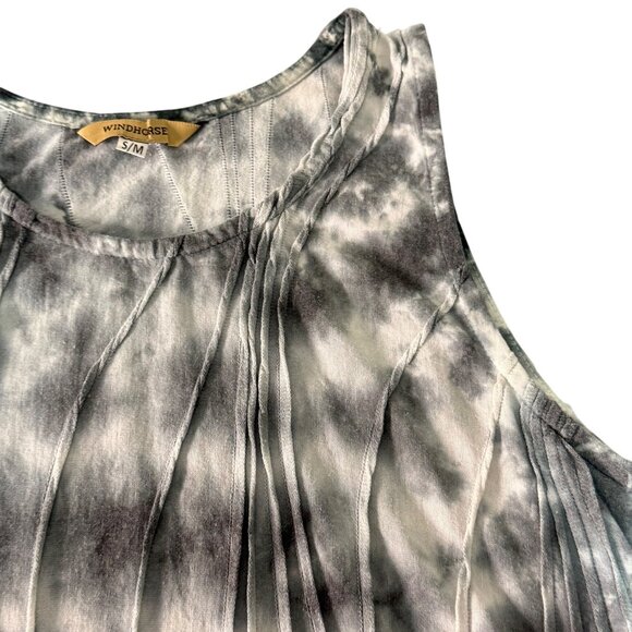 Windhorse Tie-Dye Tank Top S/M Sleeveless Gray White Flowy Hem Boho Style Made N - Picture 2 of 5